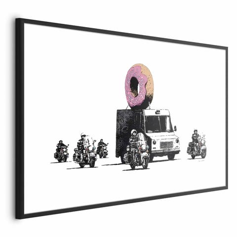 ⁨Plakat - Pączkowa policja (rozmiar 90x60, wykończenie Rama czarna z marginesem)⁩ w sklepie Wasserman.eu