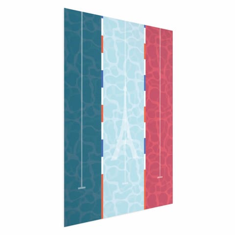 ⁨Plakat - Ilustracja basenu na tle flagi Francji (rozmiar 40x60, wykończenie Bez ramy z marginesem)⁩ w sklepie Wasserman.eu