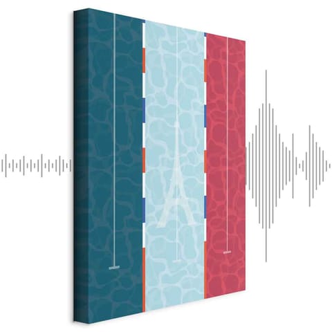 ⁨Obraz - Graficzna ilustracja basenu na tle flagi Francji (rozmiar 40x60, wykończenie Akustyczny)⁩ w sklepie Wasserman.eu