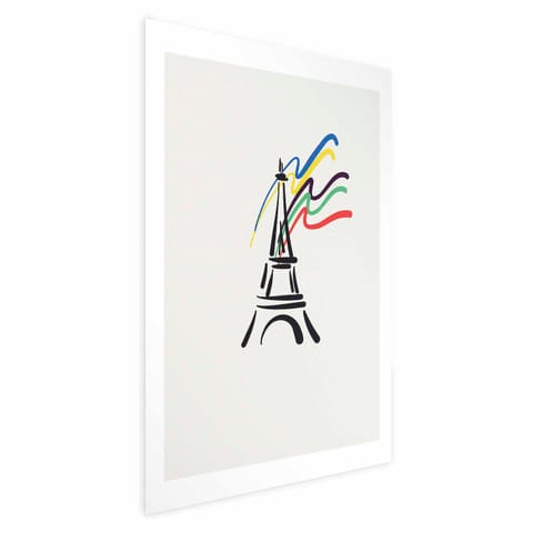 ⁨Plakat - Wieża Eiffla i kolory (rozmiar 21x30, wykończenie Bez ramy z marginesem)⁩ w sklepie Wasserman.eu