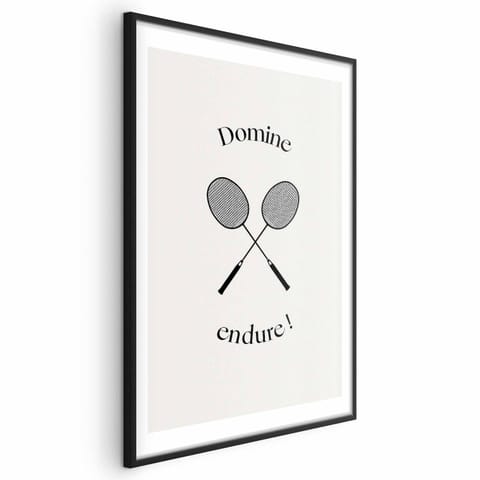 ⁨Plakat - Letnie igrzyska - rakiety do badmintona na białym tle (rozmiar 29.7x42, wykończenie Rama czarna z marginesem)⁩ w sklepie Wasserman.eu