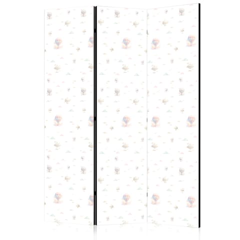 ⁨Parawan - Akwarela - kolorowe balony i sterowce na tle kolorowych chmur (rozmiar 135x172, wykończenie Akustyczny)⁩ w sklepie Wasserman.eu