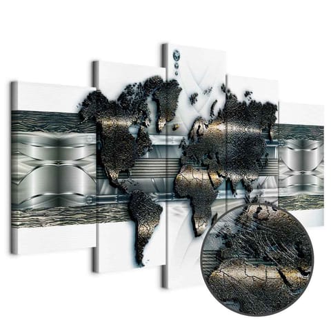 ⁨Obraz - Mapa metalowego świata (rozmiar 225x112.5, wykończenie Premium Print)⁩ w sklepie Wasserman.eu