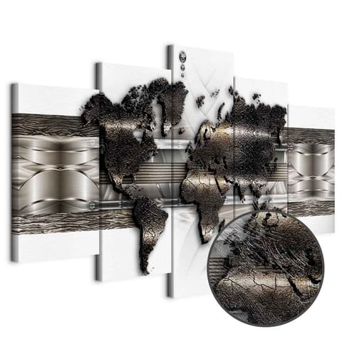 ⁨Obraz - Mapa metalowego świata II (rozmiar 225x112.5, wykończenie Premium Print)⁩ w sklepie Wasserman.eu