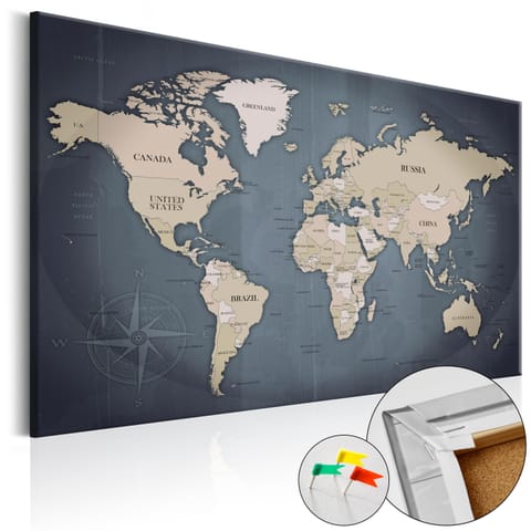 ⁨Picture on cork - Shades of gray [Cork map] (size 60x40)⁩ at Wasserman.eu