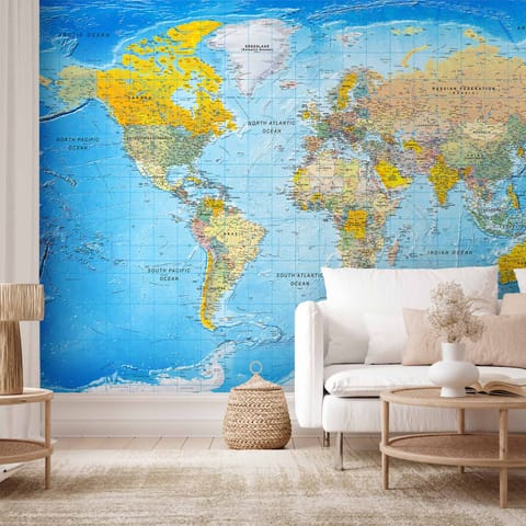 ⁨Self-adhesive wall mural - Classic world map (size 245x175)⁩ at Wasserman.eu