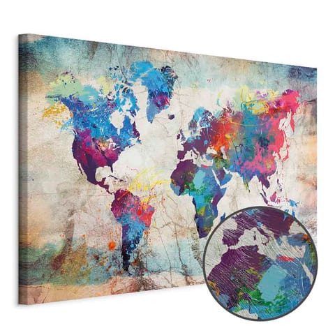 ⁨Obraz - Mapa świata: Kolorowe szaleństwo (rozmiar 90x60, wykończenie Premium Print)⁩ w sklepie Wasserman.eu
