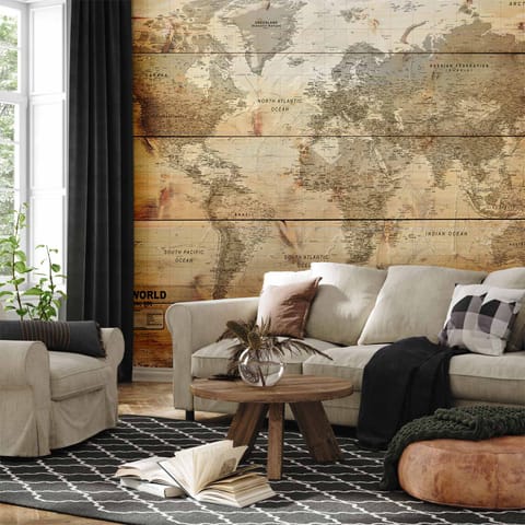 ⁨Self-adhesive wall mural - Map on boards (size 147x105)⁩ at Wasserman.eu