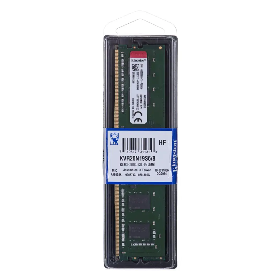⁨Kingston Technology ValueRAM KVR26N19S6/4 memory module 8 GB 1 x 8 GB DDR4 2666 MHz⁩ at Wasserman.eu