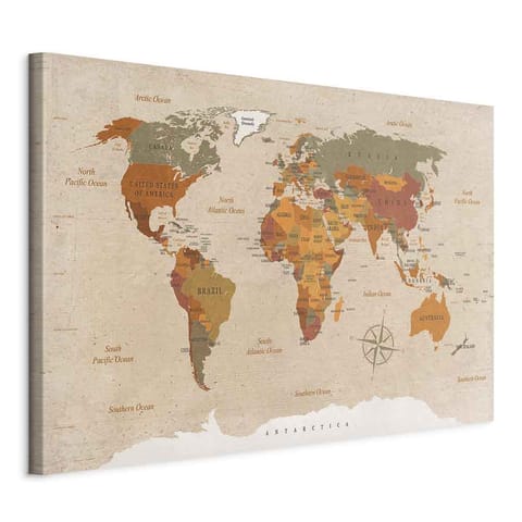 ⁨Picture - World map: Beige chic (size 90x60)⁩ at Wasserman.eu