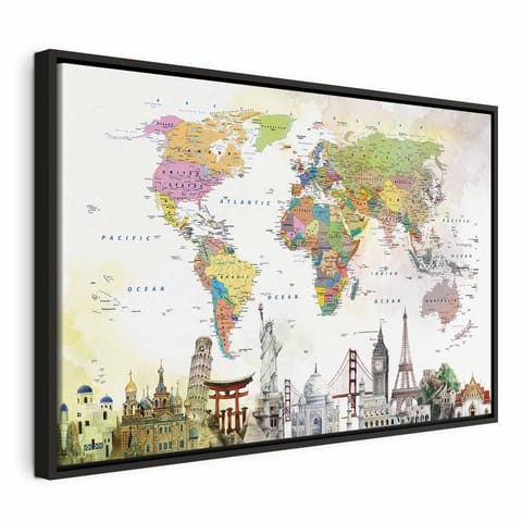 ⁨Obraz - Cuda Świata (1-częściowy) szeroki (rozmiar 120x80, wykończenie W ramie drewnianej czarnej)⁩ w sklepie Wasserman.eu