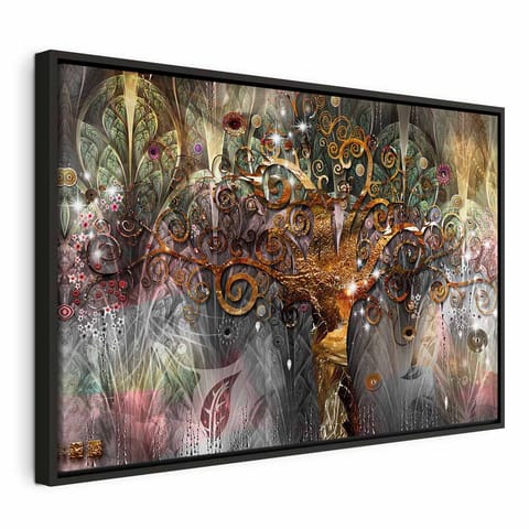 ⁨Obraz - Złote drzewo (rozmiar 60x40, wykończenie W ramie drewnianej czarnej)⁩ w sklepie Wasserman.eu