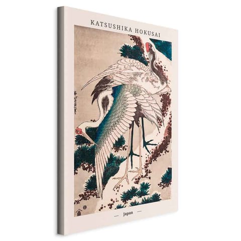 ⁨Obraz - Japońskie żurawie (1-częściowy) pionowy (rozmiar 20x30, wykończenie Na płótnie włoskim)⁩ w sklepie Wasserman.eu