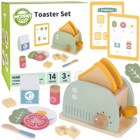 ⁨WOOPIE GREEN Drewniany Toster Zestaw Śniadaniowy z Akcesoriami 14 el. FSC⁩ w sklepie Wasserman.eu