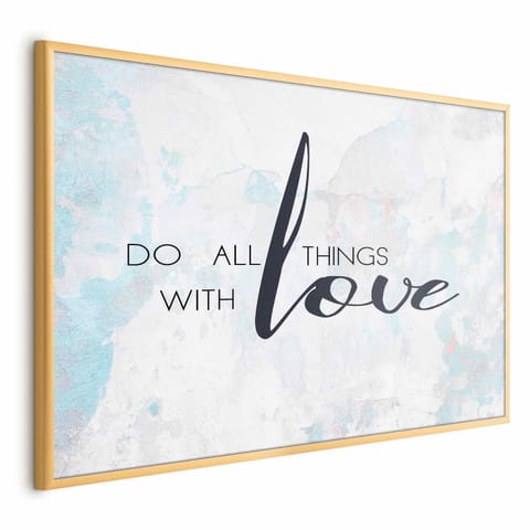 ⁨Plakat - Do all things with love (rozmiar 60x40, wykończenie Rama złota)⁩ w sklepie Wasserman.eu