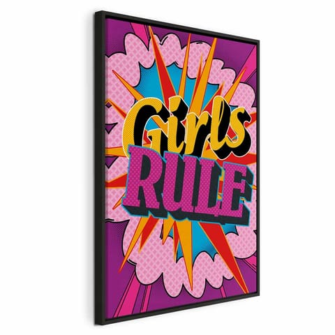 ⁨Obraz - Energia barw (1-częściowy) - angielskie napisy na kolorowym tle (rozmiar 80x120, wykończenie W ramie drewnianej czarnej)⁩ w sklepie Wasserman.eu