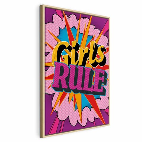 ⁨Obraz - Energia barw (1-częściowy) - angielskie napisy na kolorowym tle (rozmiar 60x90, wykończenie W ramie drewnianej naturalnej)⁩ w sklepie Wasserman.eu