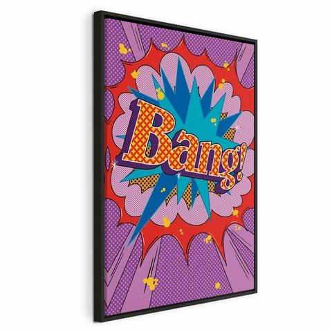 ⁨Obraz - Komiksowy street art (1-częściowy) - kolorowe napisy na barwnym tle (rozmiar 80x120, wykończenie W ramie drewnianej czarnej)⁩ w sklepie Wasserman.eu