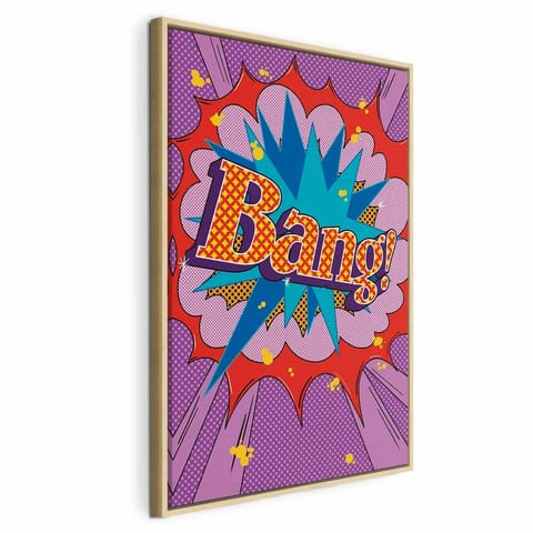 ⁨Obraz - Komiksowy street art (1-częściowy) - kolorowe napisy na barwnym tle (rozmiar 40x60, wykończenie W ramie drewnianej naturalnej)⁩ w sklepie Wasserman.eu