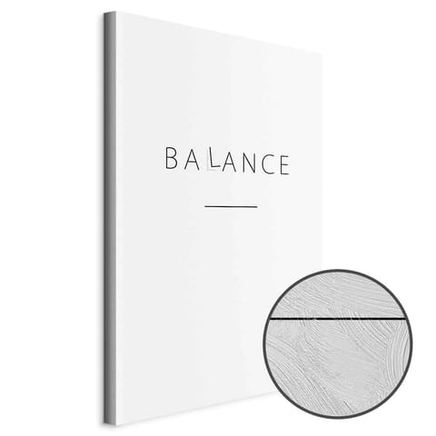 ⁨Obraz - Balans słów (1-częściowy) - czarny napis po angielsku na białym tle (rozmiar 40x60, wykończenie Premium Print)⁩ w sklepie Wasserman.eu
