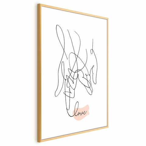 ⁨Plakat - Splątane uczucie (rozmiar 60x90, wykończenie Rama złota z marginesem)⁩ w sklepie Wasserman.eu