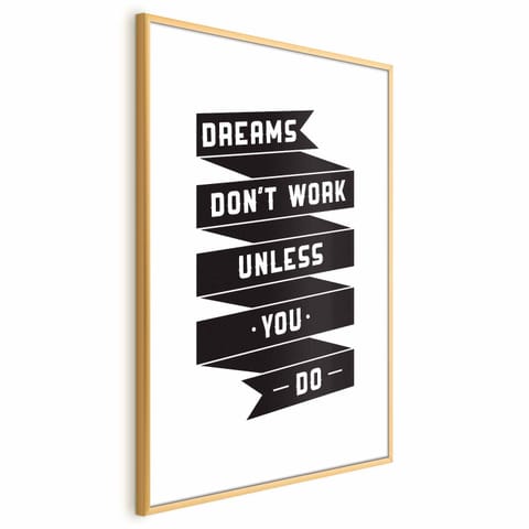 ⁨Plakat - Dreams don't work (rozmiar 29.7x42, wykończenie Rama złota)⁩ w sklepie Wasserman.eu