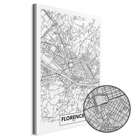 ⁨Obraz - Mapa Florencji (1-częściowy) pionowy (rozmiar 20x30, wykończenie Premium Print)⁩ w sklepie Wasserman.eu