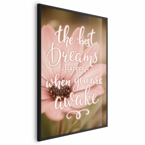 ⁨Plakat - The best dreams happen when you are awake (rozmiar 21x30, wykończenie Rama czarna)⁩ w sklepie Wasserman.eu