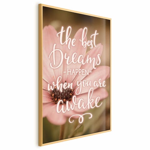 ⁨Plakat - The best dreams happen when you are awake (rozmiar 40x60, wykończenie Rama złota)⁩ w sklepie Wasserman.eu