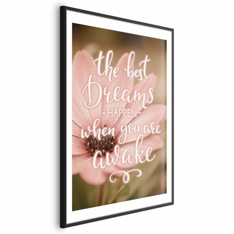 ⁨Plakat - The best dreams happen when you are awake (rozmiar 29.7x42, wykończenie Rama czarna z marginesem)⁩ w sklepie Wasserman.eu