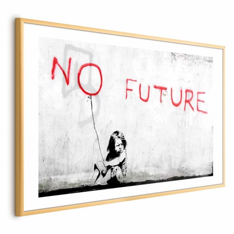 ⁨Plakat - Bez przyszłości (rozmiar 60x40, wykończenie Rama złota z marginesem)⁩ w sklepie Wasserman.eu