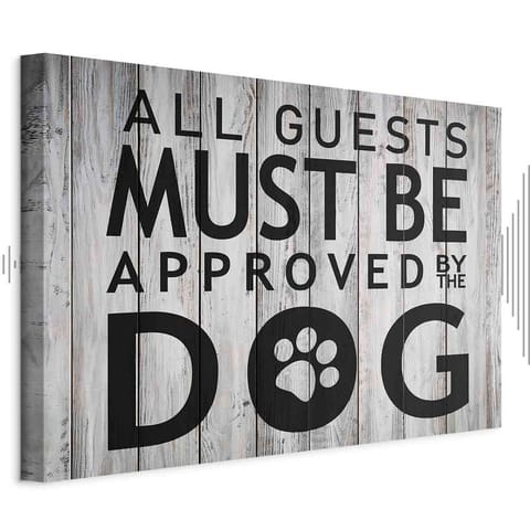 ⁨Obraz - All Guests Must Be Approved by the Dog (1-częściowy) szeroki (rozmiar 90x60, wykończenie Akustyczny)⁩ w sklepie Wasserman.eu