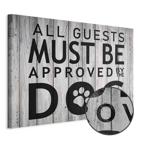 ⁨Obraz - All Guests Must Be Approved by the Dog (1-częściowy) szeroki (rozmiar 90x60, wykończenie Premium Print)⁩ w sklepie Wasserman.eu