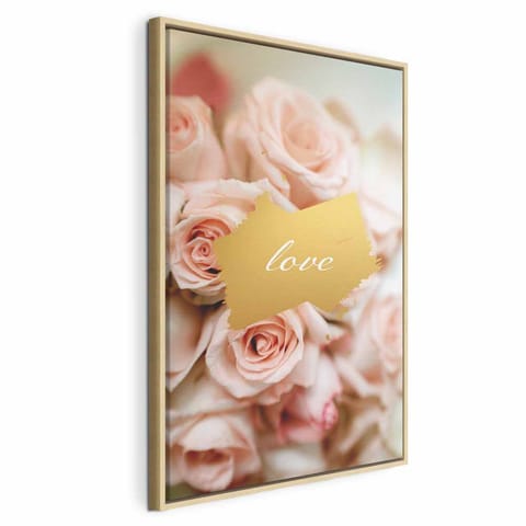 ⁨Obraz - Jedno uczucie (1-częściowy) pionowy (rozmiar 60x90, wykończenie W ramie drewnianej naturalnej)⁩ w sklepie Wasserman.eu