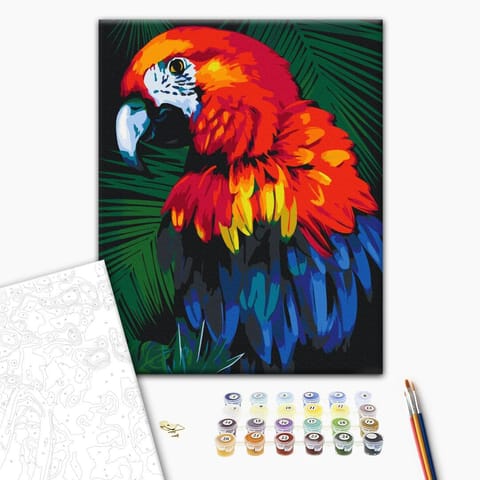 ⁨Obraz do samodzielnego malowania - Papuga (rozmiar 40x50, wykończenie )⁩ w sklepie Wasserman.eu