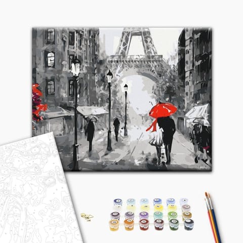 ⁨Obraz do samodzielnego malowania - Zakochani w Paryżu (rozmiar 50x40, wykończenie )⁩ w sklepie Wasserman.eu