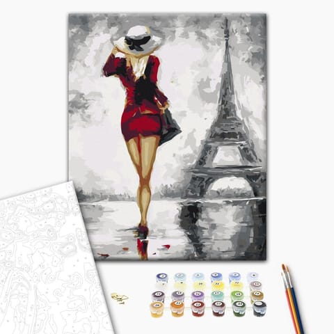 ⁨Obraz do samodzielnego malowania - Paryżanka (rozmiar 40x50, wykończenie )⁩ w sklepie Wasserman.eu