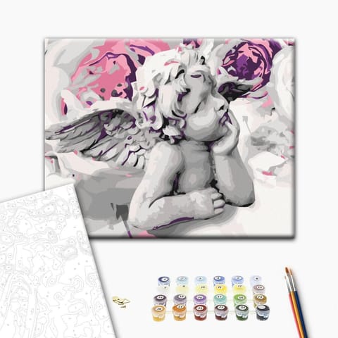 ⁨Obraz do samodzielnego malowania - Religijny aniołek (z motywem religijnym) (rozmiar 50x40, wykończenie )⁩ w sklepie Wasserman.eu