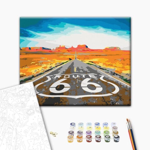 ⁨Obraz do samodzielnego malowania - Route 66 (rozmiar 50x40, wykończenie )⁩ w sklepie Wasserman.eu