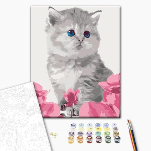 ⁨Obraz do samodzielnego malowania - Kociątko (rozmiar 40x50, wykończenie )⁩ w sklepie Wasserman.eu