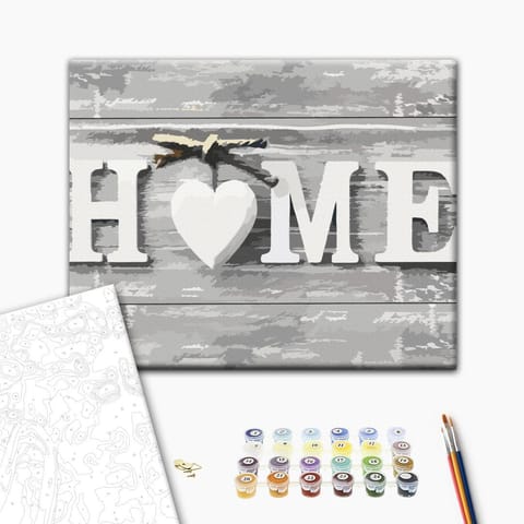⁨Obraz do samodzielnego malowania - Home (napis) (rozmiar 50x40, wykończenie )⁩ w sklepie Wasserman.eu