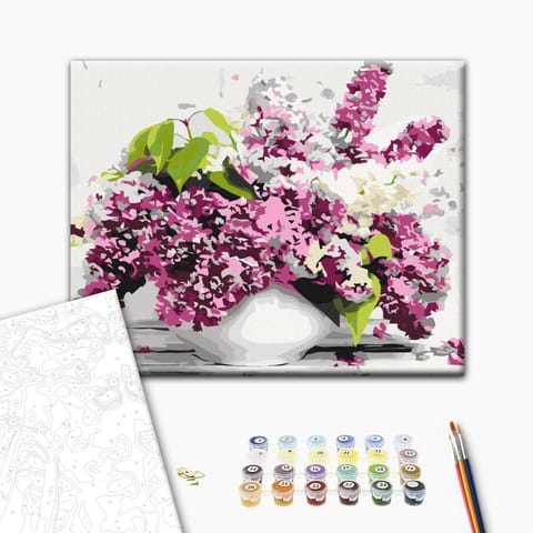 ⁨Obraz do samodzielnego malowania - Wazon i kwiaty (rozmiar 50x40, wykończenie )⁩ w sklepie Wasserman.eu