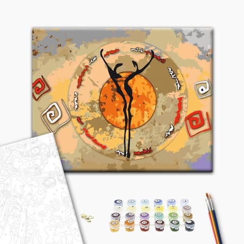 ⁨Obraz do samodzielnego malowania - Afrykański taniec (rozmiar 50x40, wykończenie )⁩ w sklepie Wasserman.eu