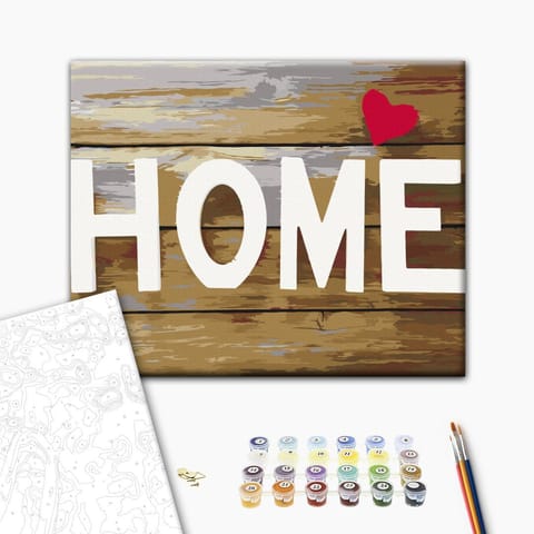 ⁨Obraz do samodzielnego malowania - Home z sercem (rozmiar 50x40, wykończenie )⁩ w sklepie Wasserman.eu