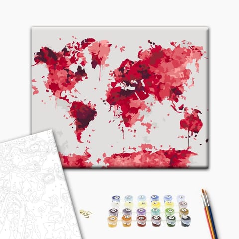 ⁨Obraz do samodzielnego malowania - Akwarelowa mapa (rozmiar 50x40, wykończenie )⁩ w sklepie Wasserman.eu