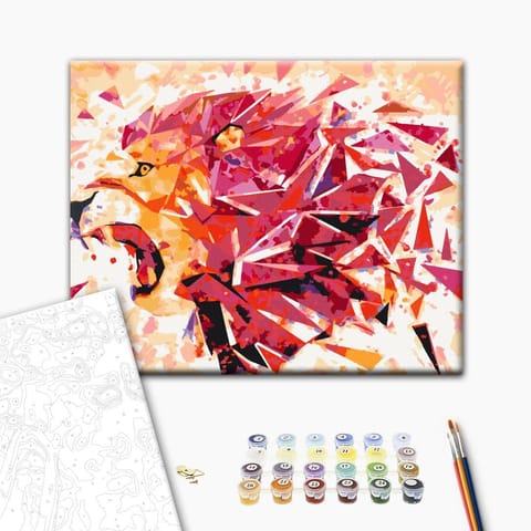 ⁨Obraz do samodzielnego malowania - Abstrakcyjny lew (rozmiar 50x40, wykończenie )⁩ w sklepie Wasserman.eu
