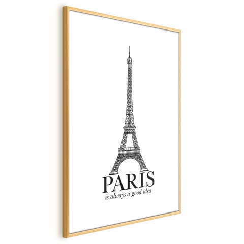 ⁨Plakat - Paris is always a good idea (rozmiar 29.7x42, wykończenie Rama złota z marginesem)⁩ w sklepie Wasserman.eu