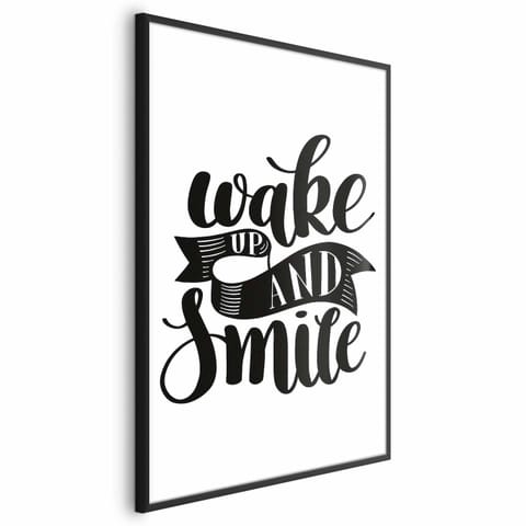 ⁨Plakat - Wake up and smile (rozmiar 60x90, wykończenie Rama czarna)⁩ w sklepie Wasserman.eu