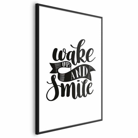 ⁨Plakat - Wake up and smile (rozmiar 21x30, wykończenie Rama czarna z marginesem)⁩ w sklepie Wasserman.eu