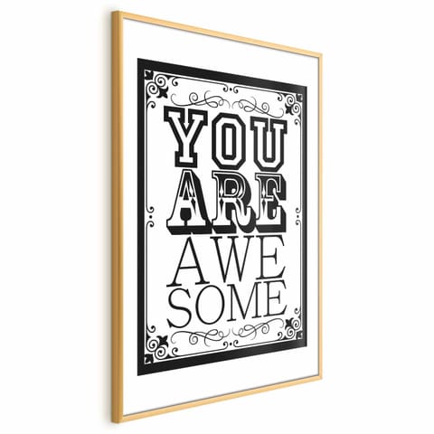 ⁨Plakat - You are awesome (rozmiar 21x30, wykończenie Rama złota)⁩ w sklepie Wasserman.eu